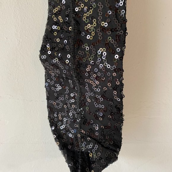 Black Sequin Elastic NeckTie - Picture 6 of 6